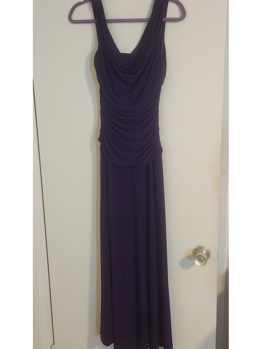 Xscape by Joanna Chen Purple Ruched Sleeveless Evening Dress